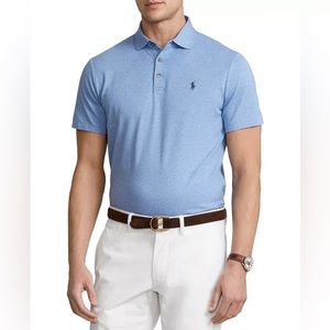 Polo Ralph Lauren Cotton Jacquard Custom Slim Fit Polo Shirt Blue 

Size Small